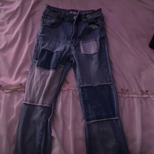 Stylish Blue Patchwork Women Jeans